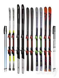 Alpine skiing and sticks
