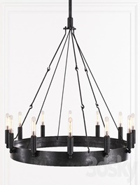 Restoration Hardware CAMINO VINTAGE FILAMENT ROUND CHANDELIER 26 Black