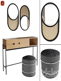Clara console, Curico pouf, Waska mirror
