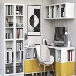 IKEA corner workplace with EKET storages and BILLY OXBERG bookcase
