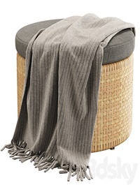 Monica rattan round pouf / Round rattan pouf