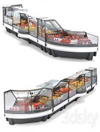 Set of showcases for grocery store