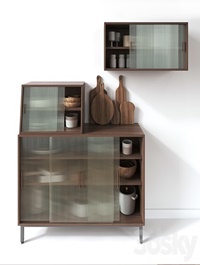 Wooden Glass Cabinets with Kitchen accessories