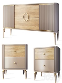 Chest of drawers and bedside table Art Deco Sanvito. Nightstand, sideboard Bellona