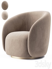 EICHHOLTZ Swivel Armchair BRICE Boucle Cream