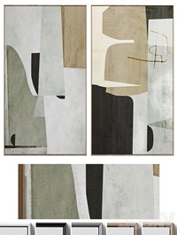 Large Mid-Century Abstract Neutral Wall Art C-410