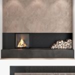 Decorative wall with fireplace set 06