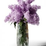 Bouquet of lilacs in a modern tall vase