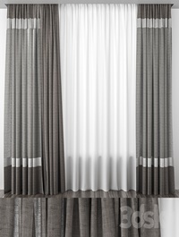 Gray-brown striped curtains