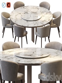 MORGAN MARBLE TABLE AND ASTON DINING CHAIR