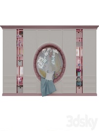 Wardrobe with a seat for a children's room