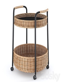 LUBBAN Little table on wheels with a box, rattan, anthracite from Ikea | LUBBAN Serving cart with storage, rattan, anthracite by Ikea