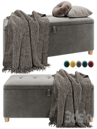 Bench pouf Edin Velvet Coral / Gray / Mustard / Ocean / Emerald from Divanru