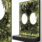 Console with mirrors and vertical garden