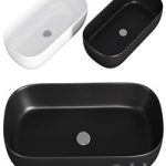 Oval Matte Black Vessel Sink in Ceramic