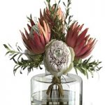 Bouquet with peonies and proteas