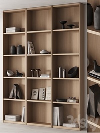 203 bookcase and rack 06 minimal wood with decor 01