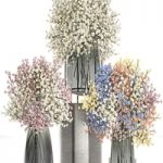 Bouquets set 105. White bouquets, vase, flowers, Gypsophila, Gibsolubka, Kachim