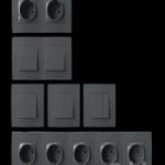 Set of sockets and switches gray