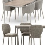 Strada armchair and side chair by Janus et Cie and Mirto Outdoor table by bebitalia