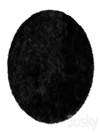 Round fluffy black carpet