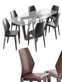 Dining set natuzzi frida chair C014 hex table E015