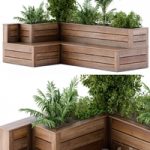 Roof Garden- Back Yard Furniture Bench with Flower Box