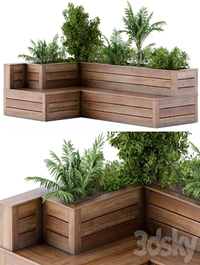 Roof Garden- Back Yard Furniture Bench with Flower Box