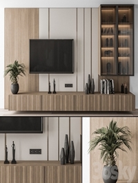 TV Wall Wood and Glass Display Cabinets - Set 18
