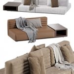 Minotti Roger Modular Sofa 2 Version / Leather & Velvet