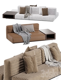 Minotti Roger Modular Sofa 2 Version / Leather & Velvet