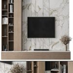TV Wall Stone and Wood – Set 86