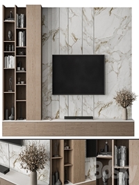 TV Wall Stone and Wood - Set 86