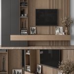TV Wall Black and Wood – Set 35