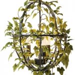 Vintage industrial spherical chandelier with ivy