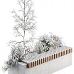 Urban Furniture snowy Bench with Plants- Set 32