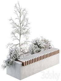 Urban Furniture snowy Bench with Plants- Set 32