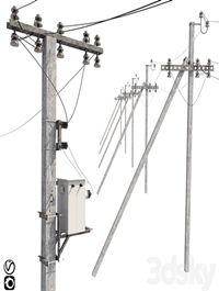 Concrete electricity transmission poles with wires