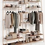 Clothes wardrobe wooden rack