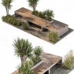 Urban Furniture Bench with Plants Set 42