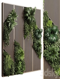 Vertical Wall Garden With Wooden frame - collection of houseplants indoor 41