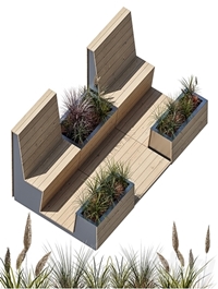 Parklet with two benches