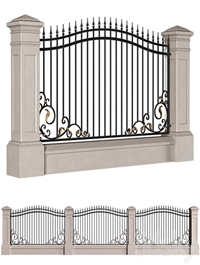 Classic style fence with wrought iron railing.Entrance Driveway Iron Gates