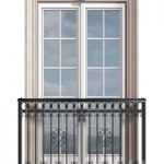 Classical front window with a French balcony.Classical Forged Fence. frame window