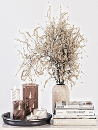 Decorative Set 14 - Candles and Branches in Concrete Vase