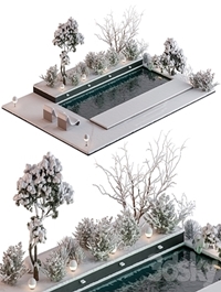 Snowy Scene with Pool - Set 76