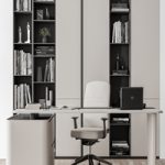 Boss Desk with Library Black and White Table – Office Furniture 285