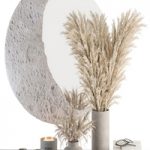 Decorative Set moon mirror with Dried Plant – Set 100