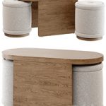 Union Oval Nesting Coffee Table with Stools