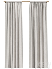 Linen curtains on a wooden cornice